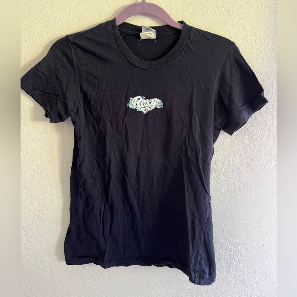 Roxy vintage y2k navy dark Tee with Blue and Green Logo
